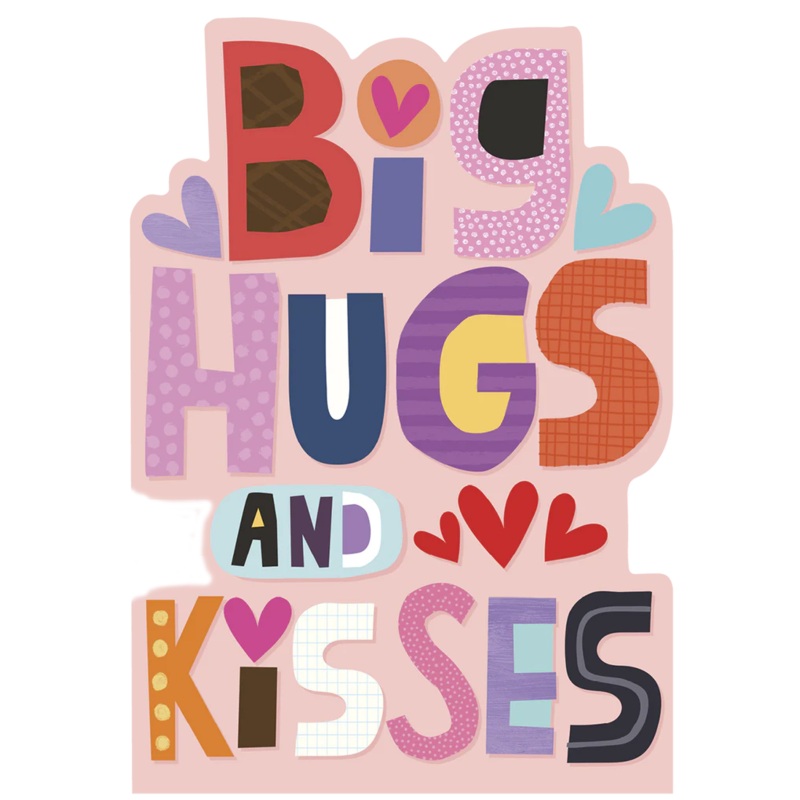 Valentine's Card - Big Hugs and Kisses Valentine's Day Card