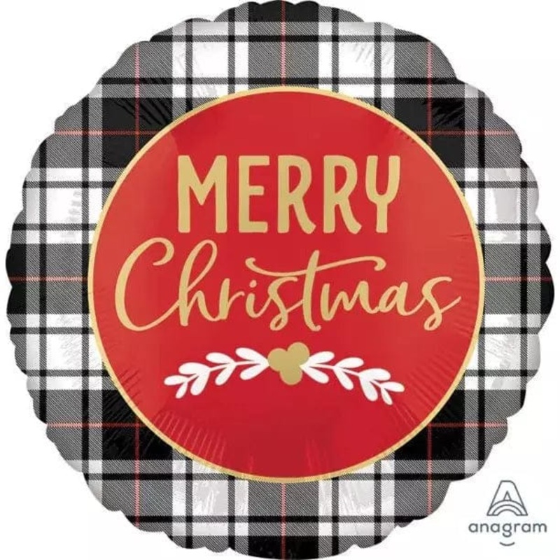17" Christmas Plaid Foil Balloon