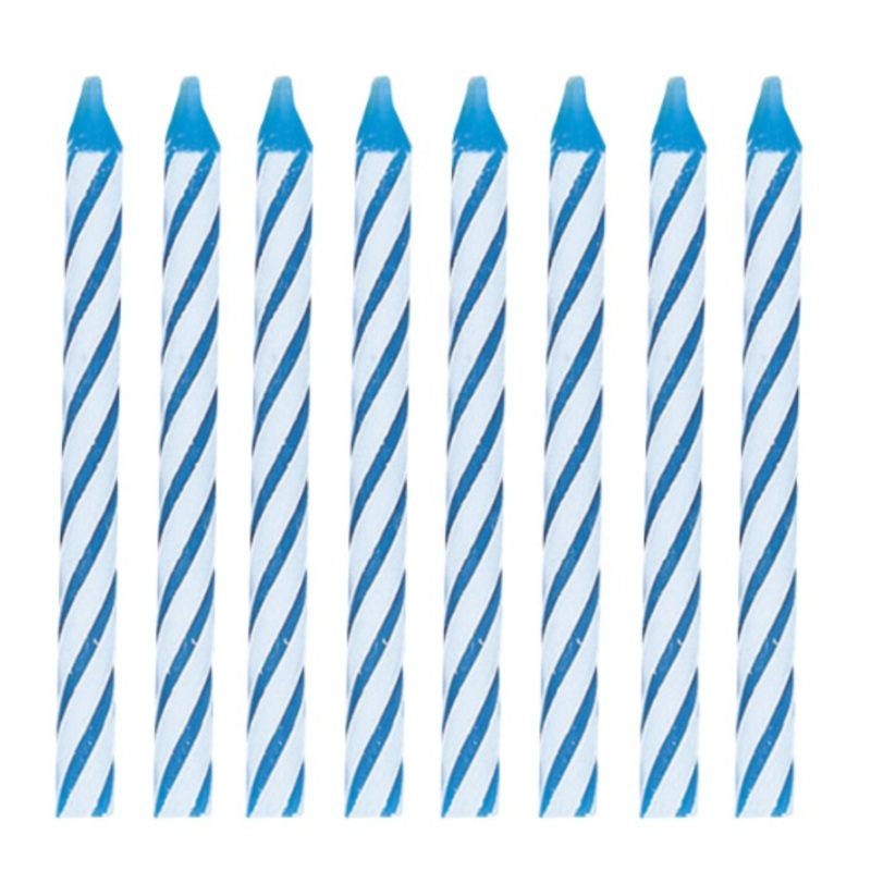 Blue Spiral Birthday Candles  24ct