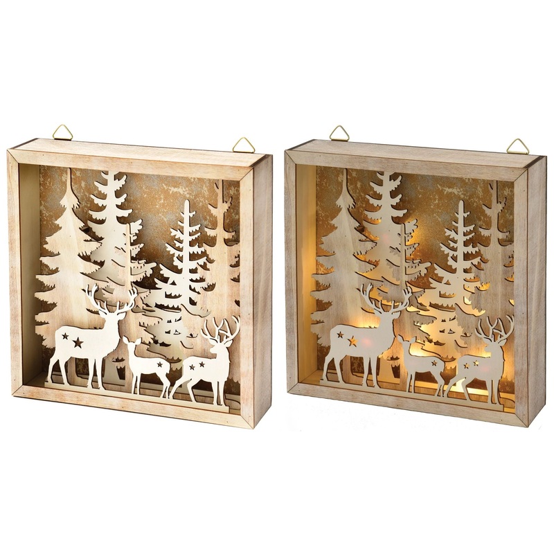 Light-Up Wood Trees & Reindeer Decoration - Individually Sold