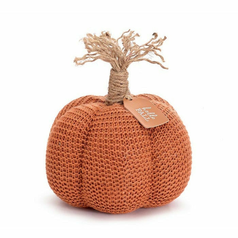 Orange Knit Pumpkin With Tassel and Tag
