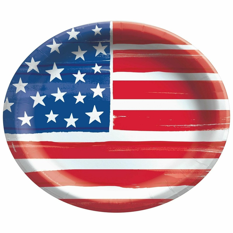 Painted Patriotic Oval Plates, 12"