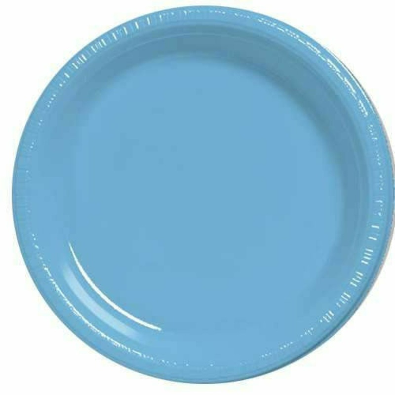 9" PLASTIC PLATE 20 CT-PASTEL BLUE