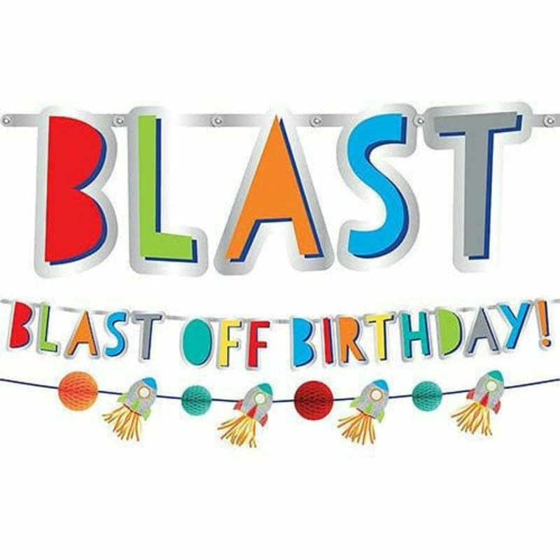 Blast Off Birthday Banners 2ct