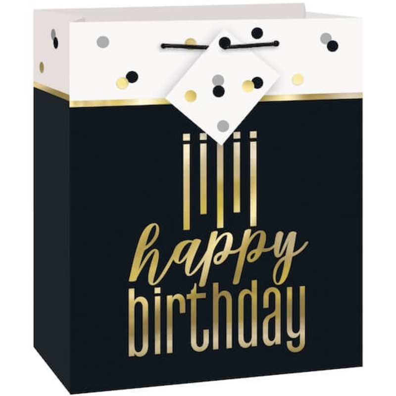 Metallic Happy Birthday Medium Gift Bag - Foil Stamping