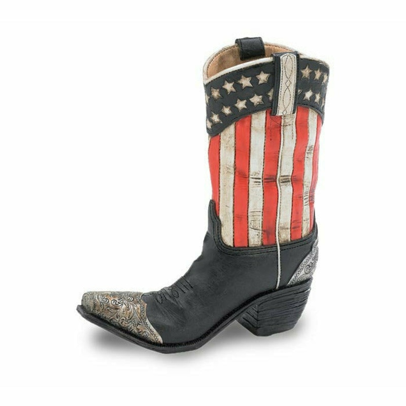 Patriotic Cowboy Boot Vase
