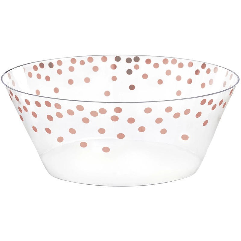 Plastic Serving Bowl Small -Rose Gold Dots