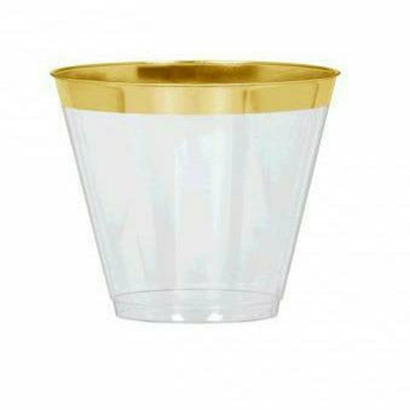 Premium Plastic Tumblers - Gold Trim