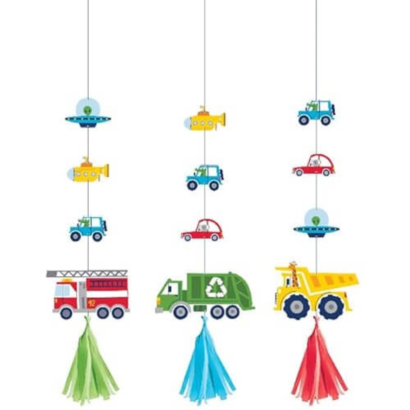 Transportation Time City Life Hanging Cutouts with Tassels, 3ct