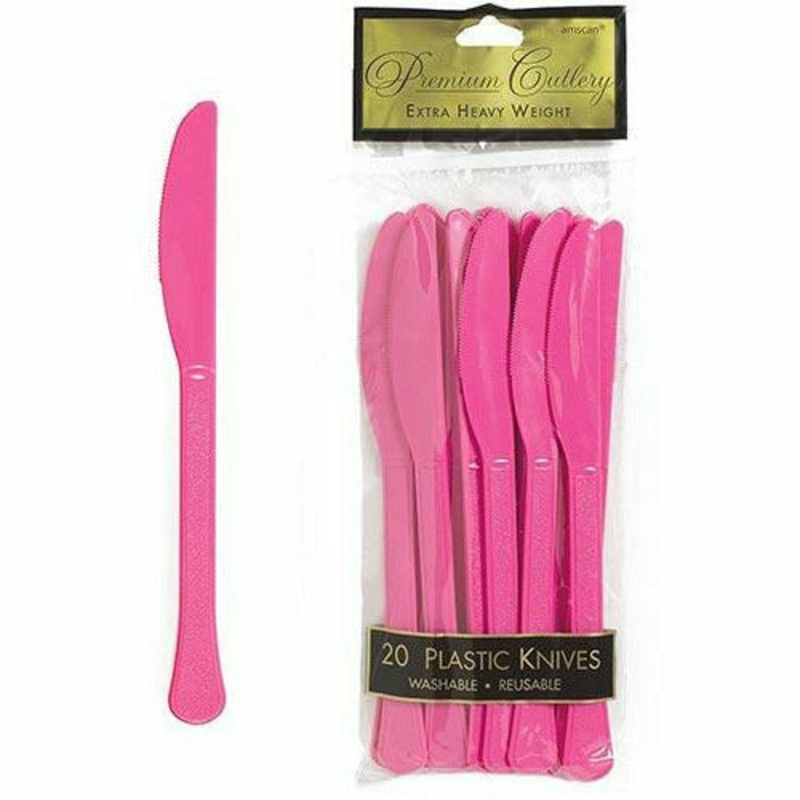 Bright Pink Premium Plastic Knives 20ct