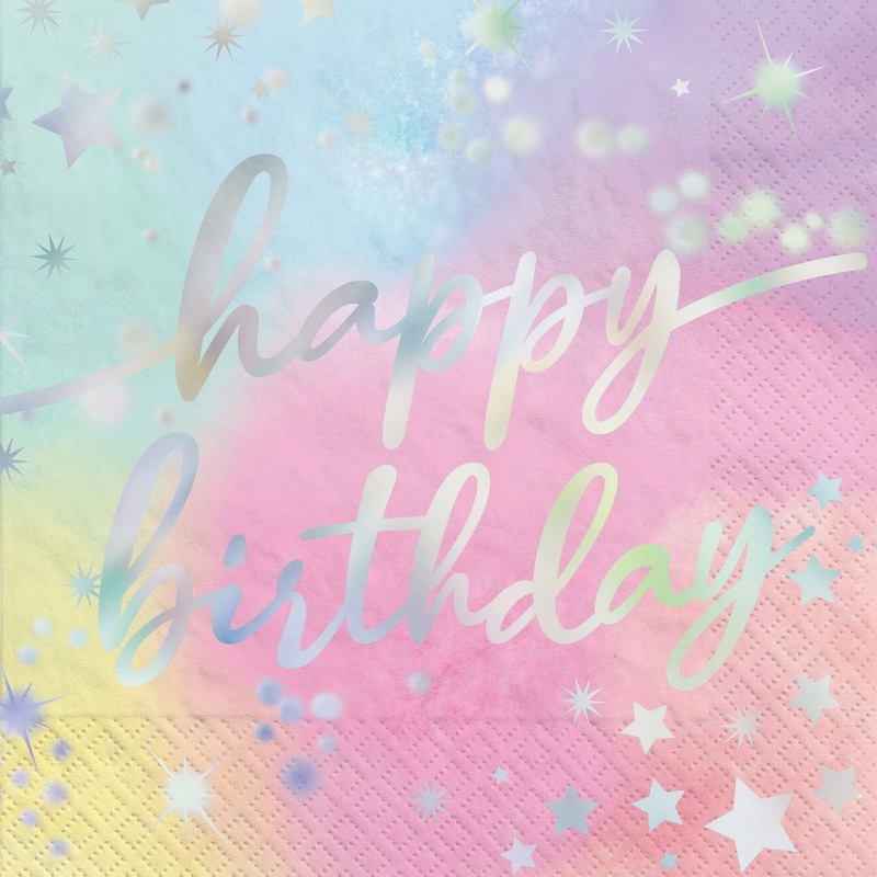 Luminous Hot-Stamped Happy Birthday Lunch Napkins