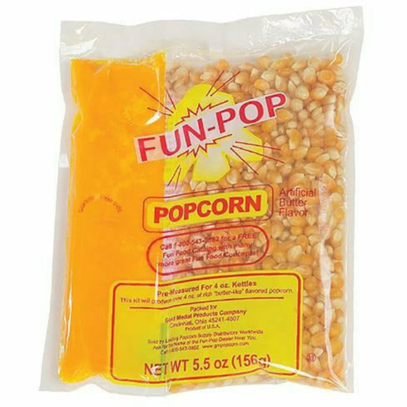 Mega Pop Corn/Oil/Salt Kit with Coconut Oil for 4-oz. Fun Pop