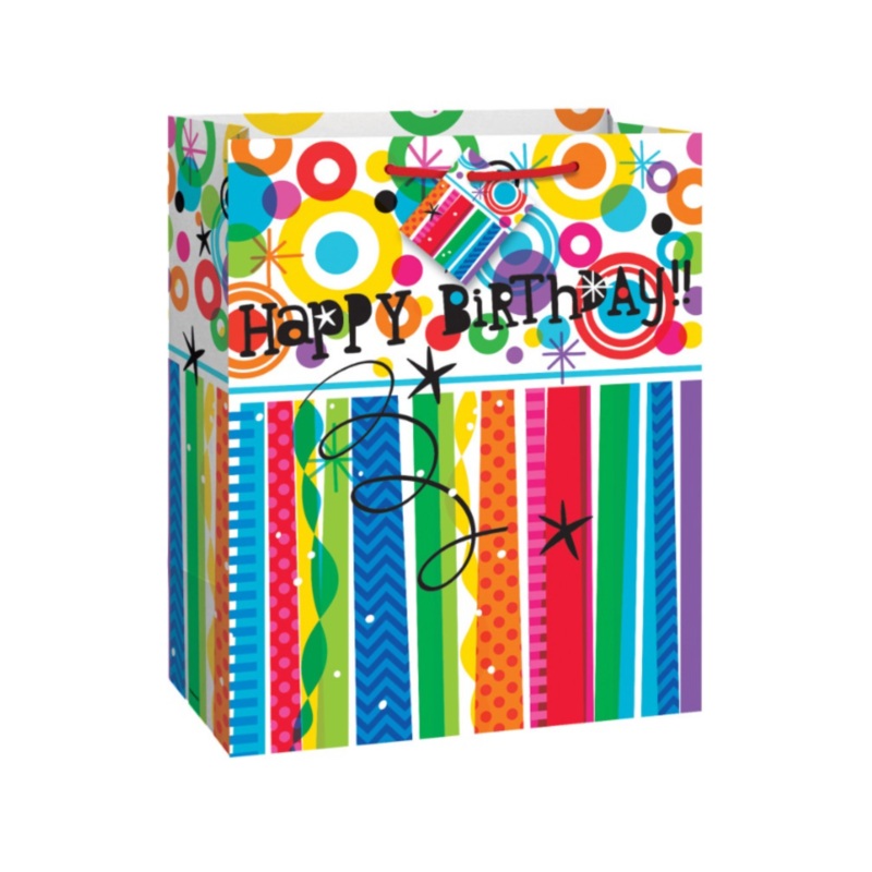 Mod Rainbow Happy Birthday Large Gift Bag