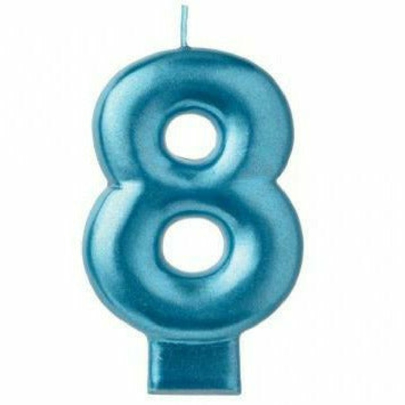 Numeral Candle #8 - Blue