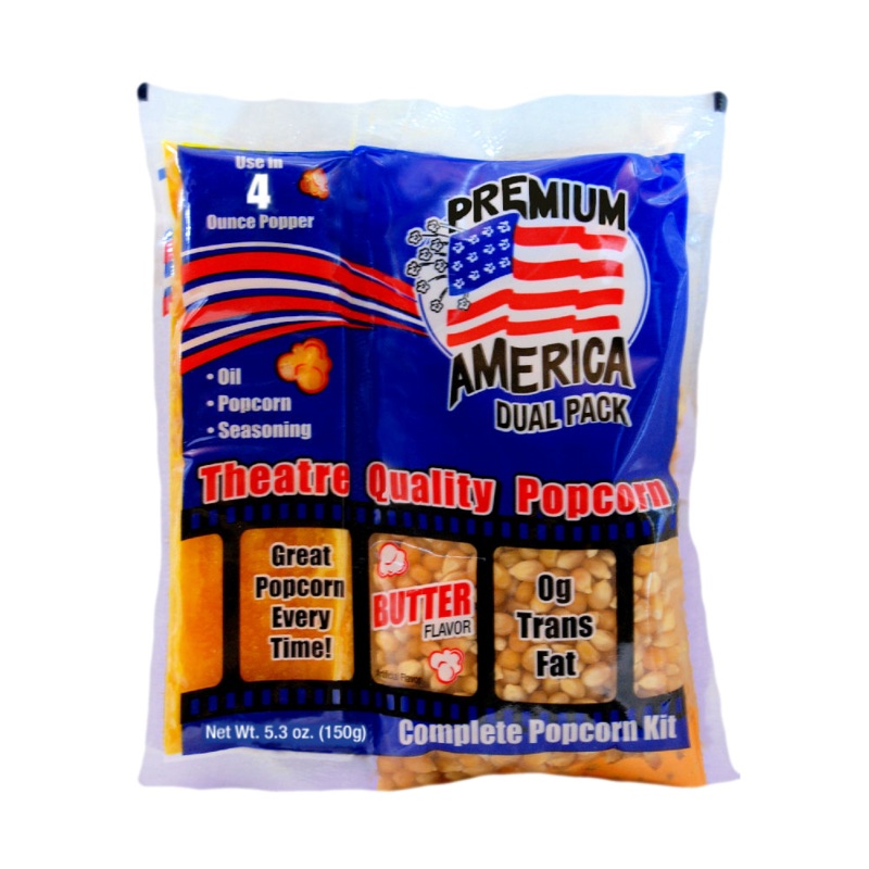 Premium America Dual Pack Popcorn Kit Portion Pack Coconut 5.3 Oz. for 4-oz. Fun Pop