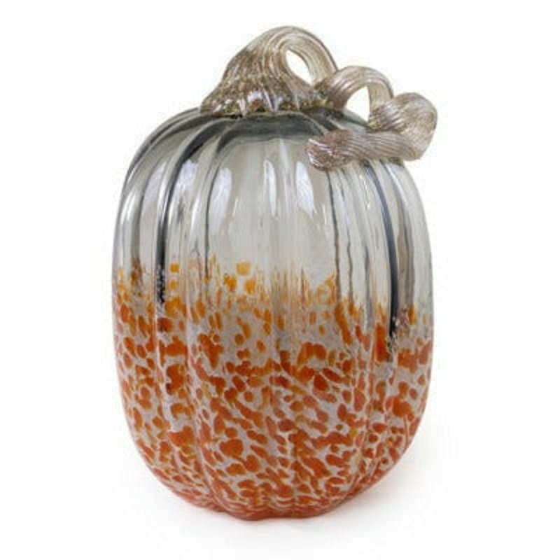 Tall Grey and Orange Glass Pumpkin
