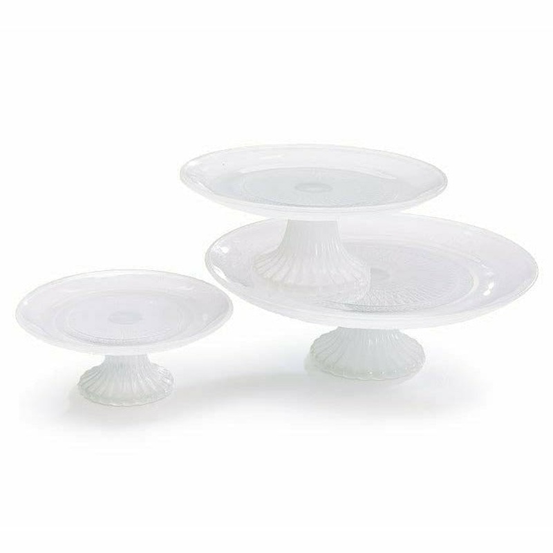 White Milk Glass Cake Plate
