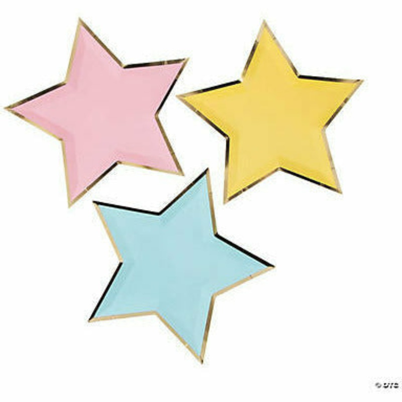 Pastel Star-Shaped Dessert Plates - 8 Ct.
