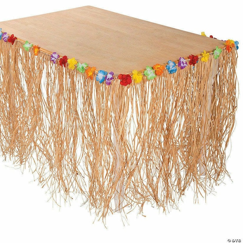 RAFFIA FLOWERED TABLESKIRT