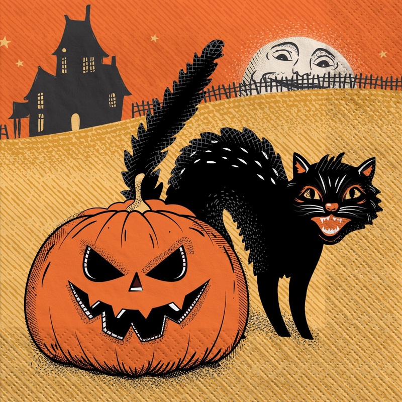 Vintage Halloween Beverage Napkins