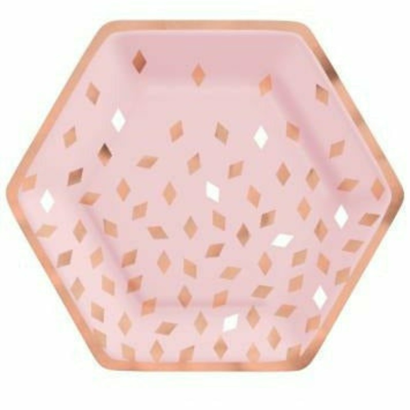 Blush Birthday 9" Hexagon Plate Metallic