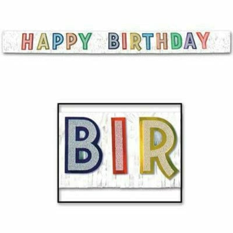 Metallic Happy Birthday Banner 10" x 9'