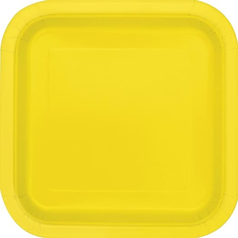 Neon Yellow Square Paper Dessert Plates