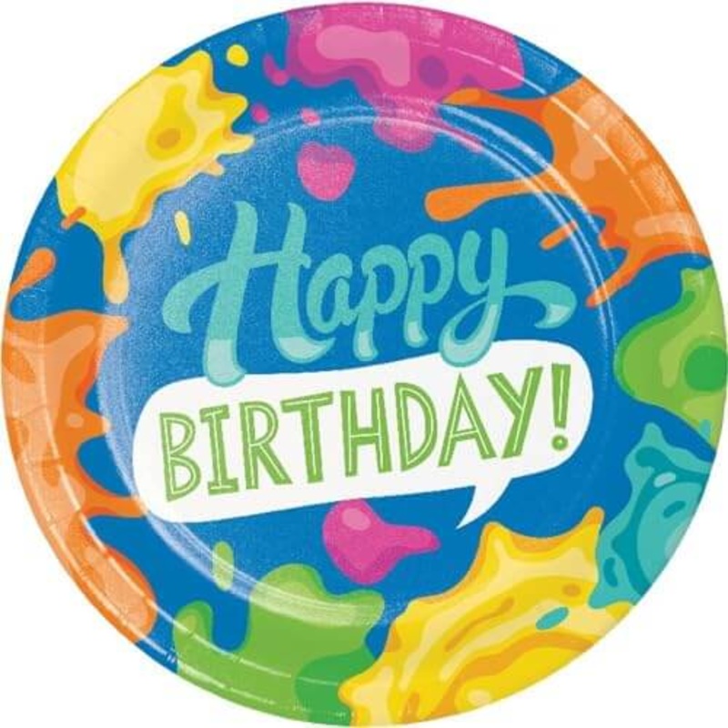 Splatter Happy Birthday Dinner Plates 8ct