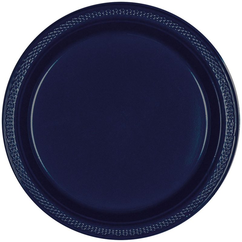 True Navy Plastic Dessert Plates 20ct