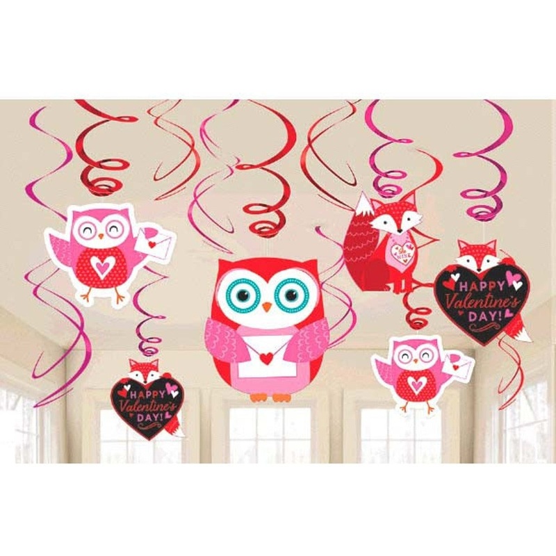 Woodland Friends Valentines Day Hanging Swirls Decorations