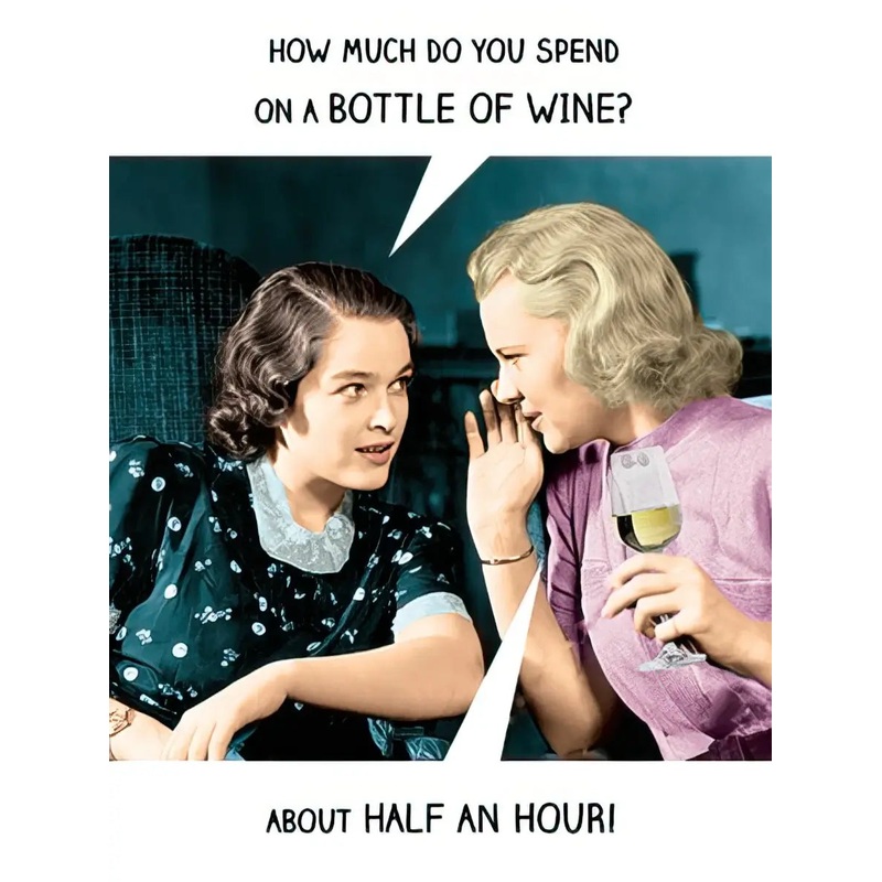 Birthday Card - Ladies Joking About Drinking Wine Card