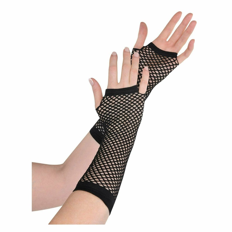 BLACK LONG FISHNET GLOVES