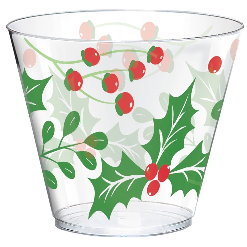 Holly Plastic Tumbler, 9 oz.