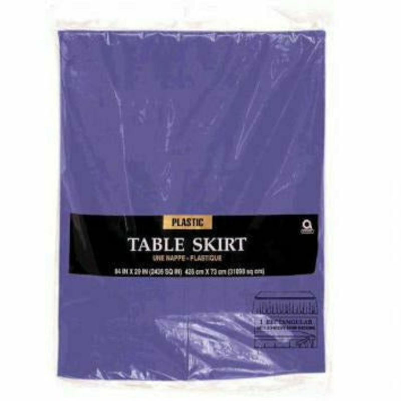 New Purple Solid Color Plastic Table Skirt, 14' x 29"