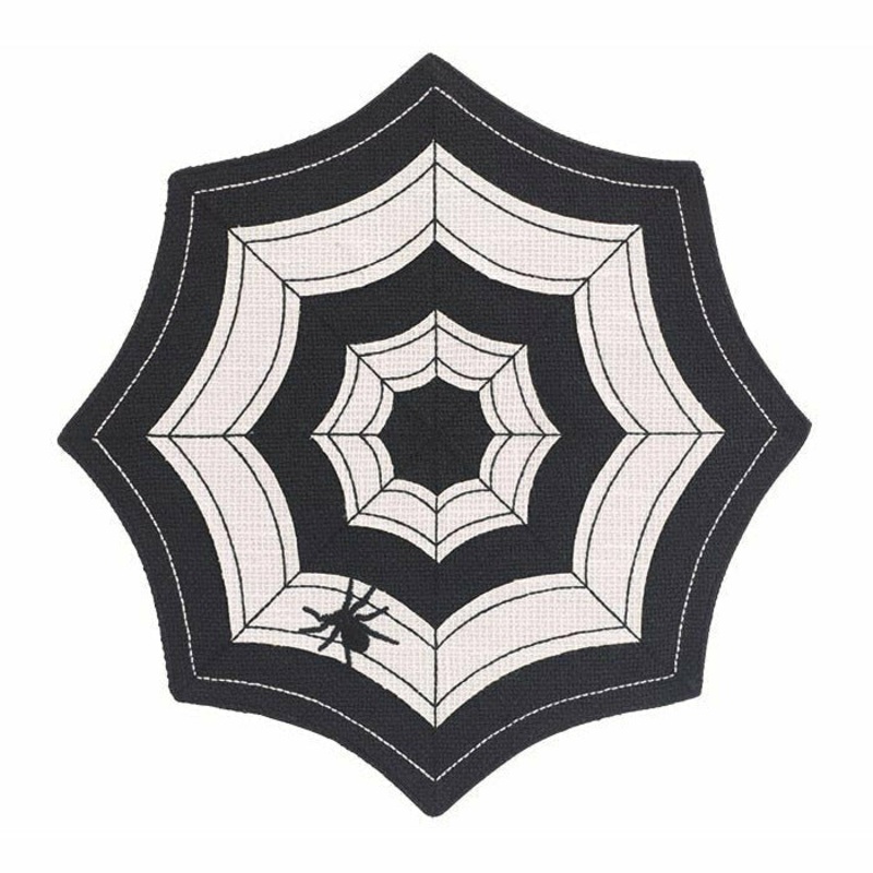 PLACE MAT SPIDERWEB BLACK AND