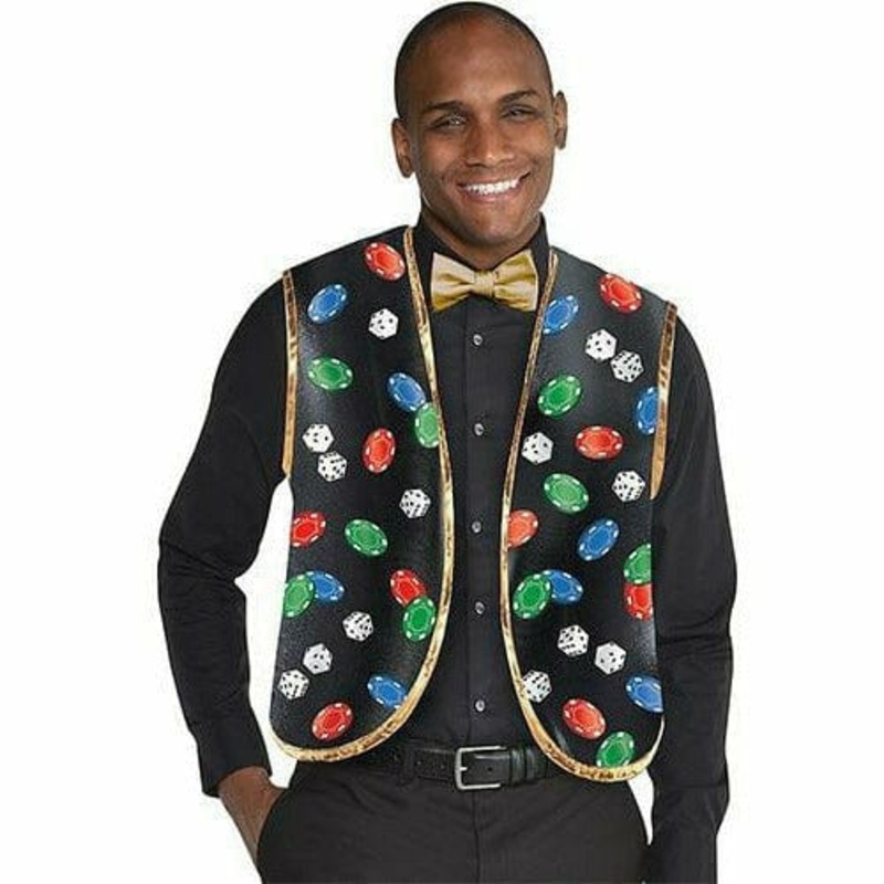 Roll the Dice Casino Dealer Vest & Bow Tie Set 2pc