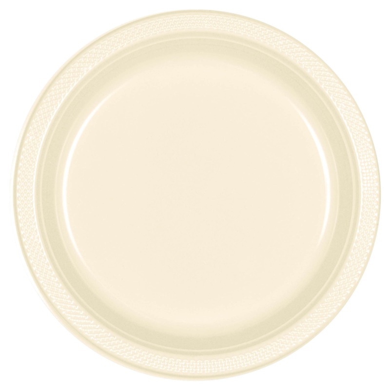 10" Round Plastic Plates, Mid Ct. - Vanilla Creme