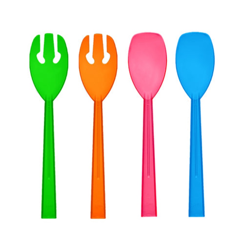 9.5 SERVING FORKS & SPOONS ASSORTED NEON 4 CT.