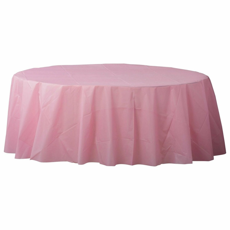 New Pink - 84" Round Plastic Table Cover