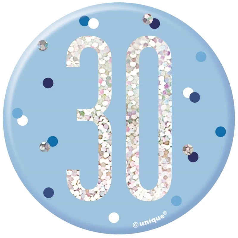 30th Birthday Badge - Blue