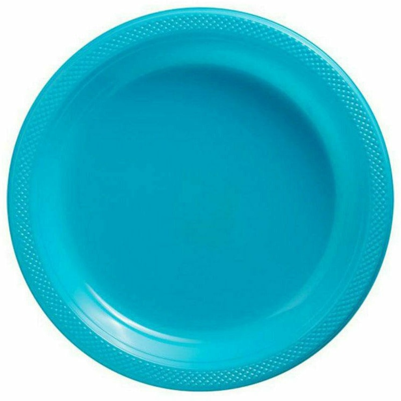 9" PLASTIC PLATE 20 CT-CARIBBEAN BLUE