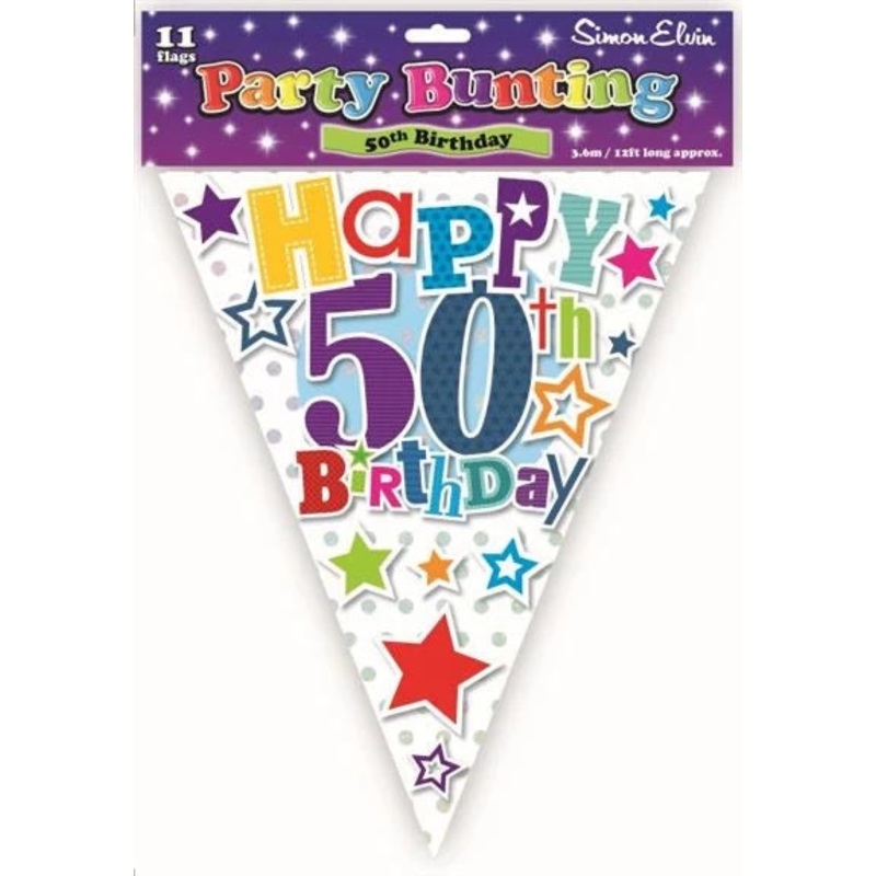 Age 50 Bunting - Bright
