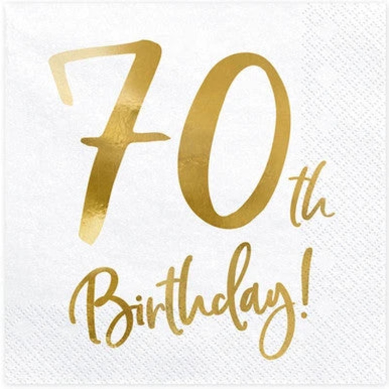 Age 70 Napkins - White and Gold