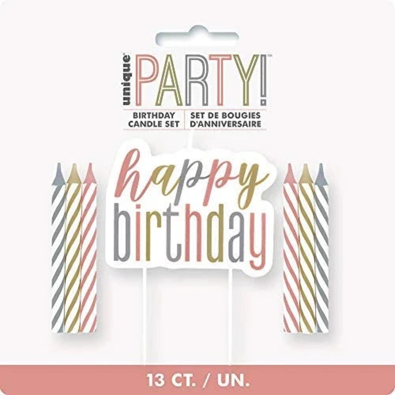 Happy Birthday Candle Set - Rose Gold