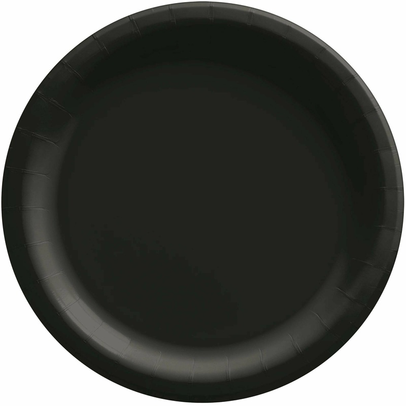 Jet Black - 8 1/2" Round Paper Plates, 50 Ct.