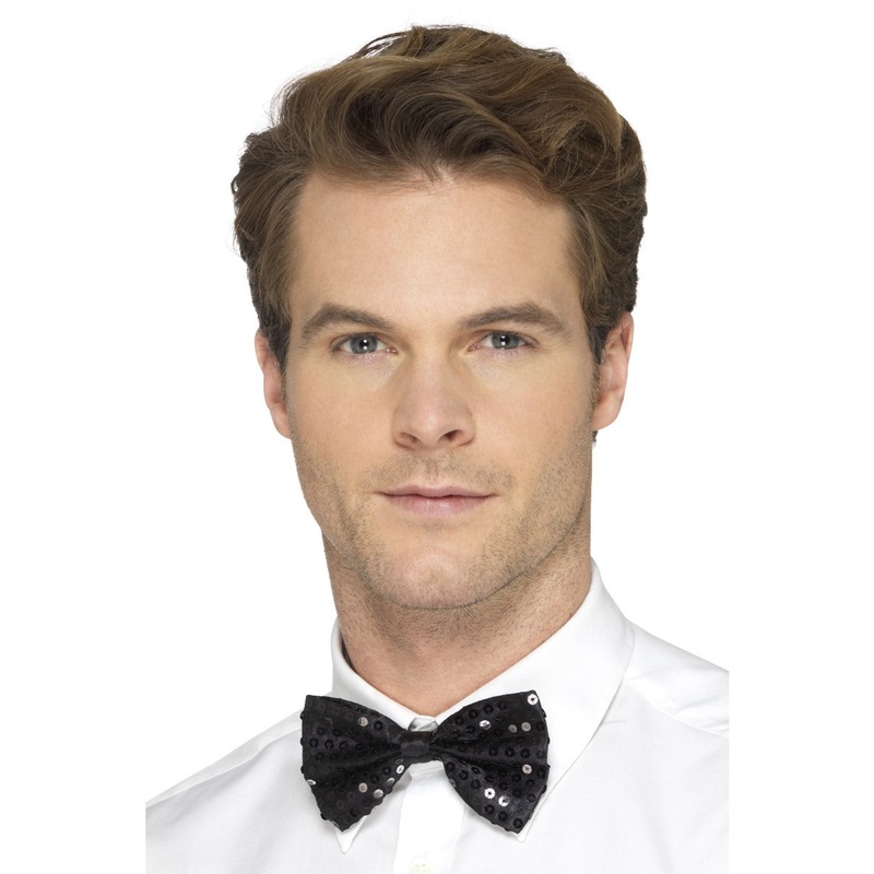 Sequin Bow Tie - Black
