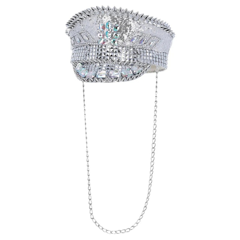 Sequin Studded Captains Cap