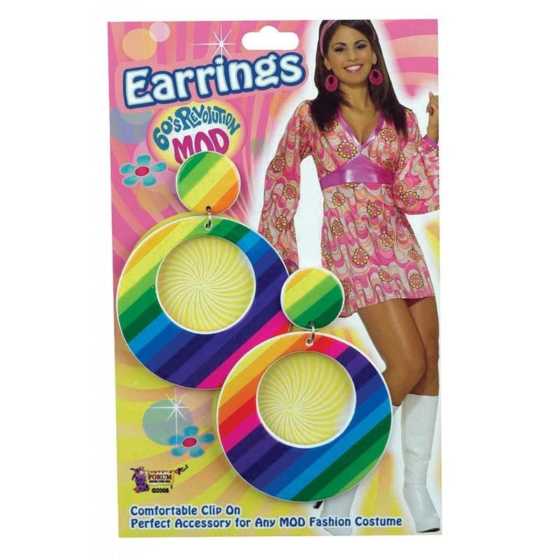 1960/70's Style Mod Earrings - Rainbow
