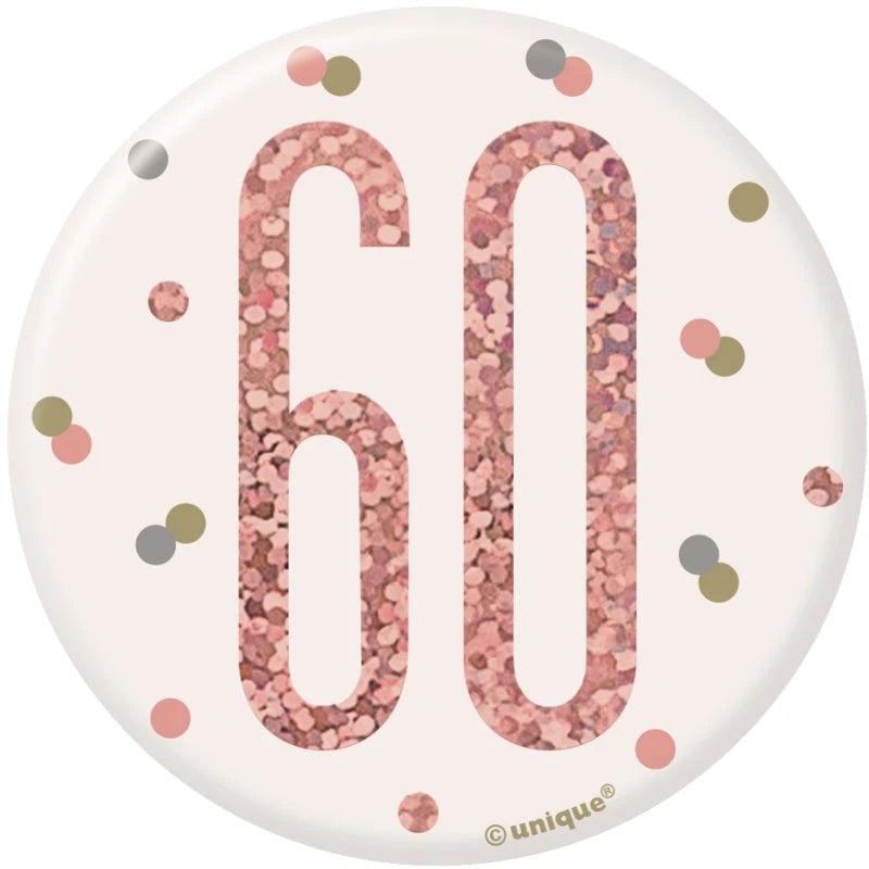60th Birthday Badge - Rose Gold