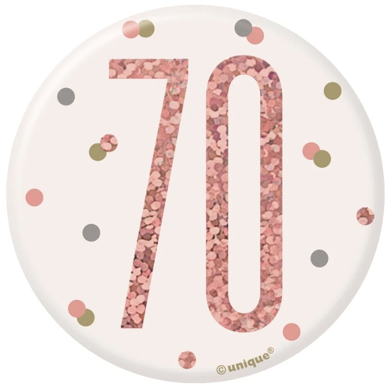 70th Birthday Badge - Rose Gold